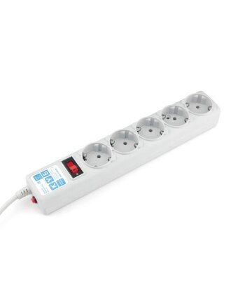 Сетевой фильтр 5 гнезд, 5 м, 3х0.75 мм², с заземлением, 2.2 кВт, Power Cube, 330079