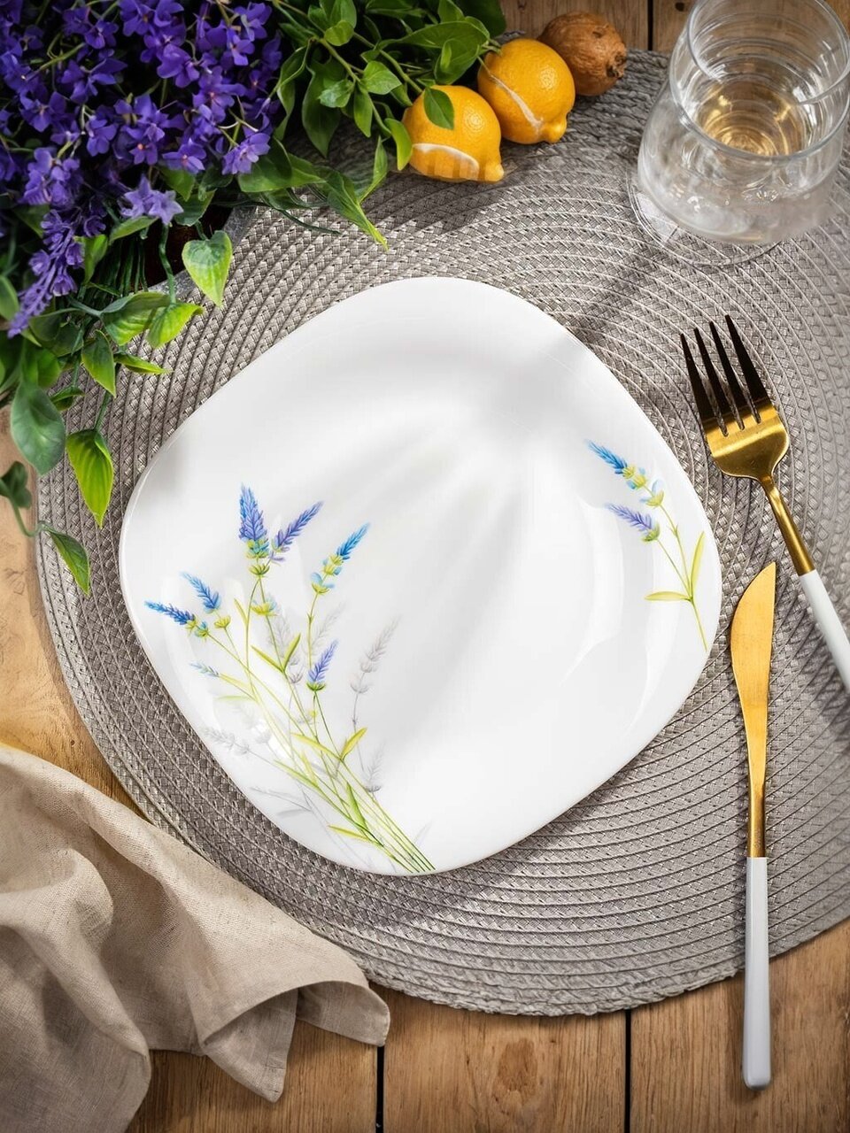 Тарелка десертная, стеклокерамика, 19 см, квадратная, Манифик, Daniks, FFP85/ 220302