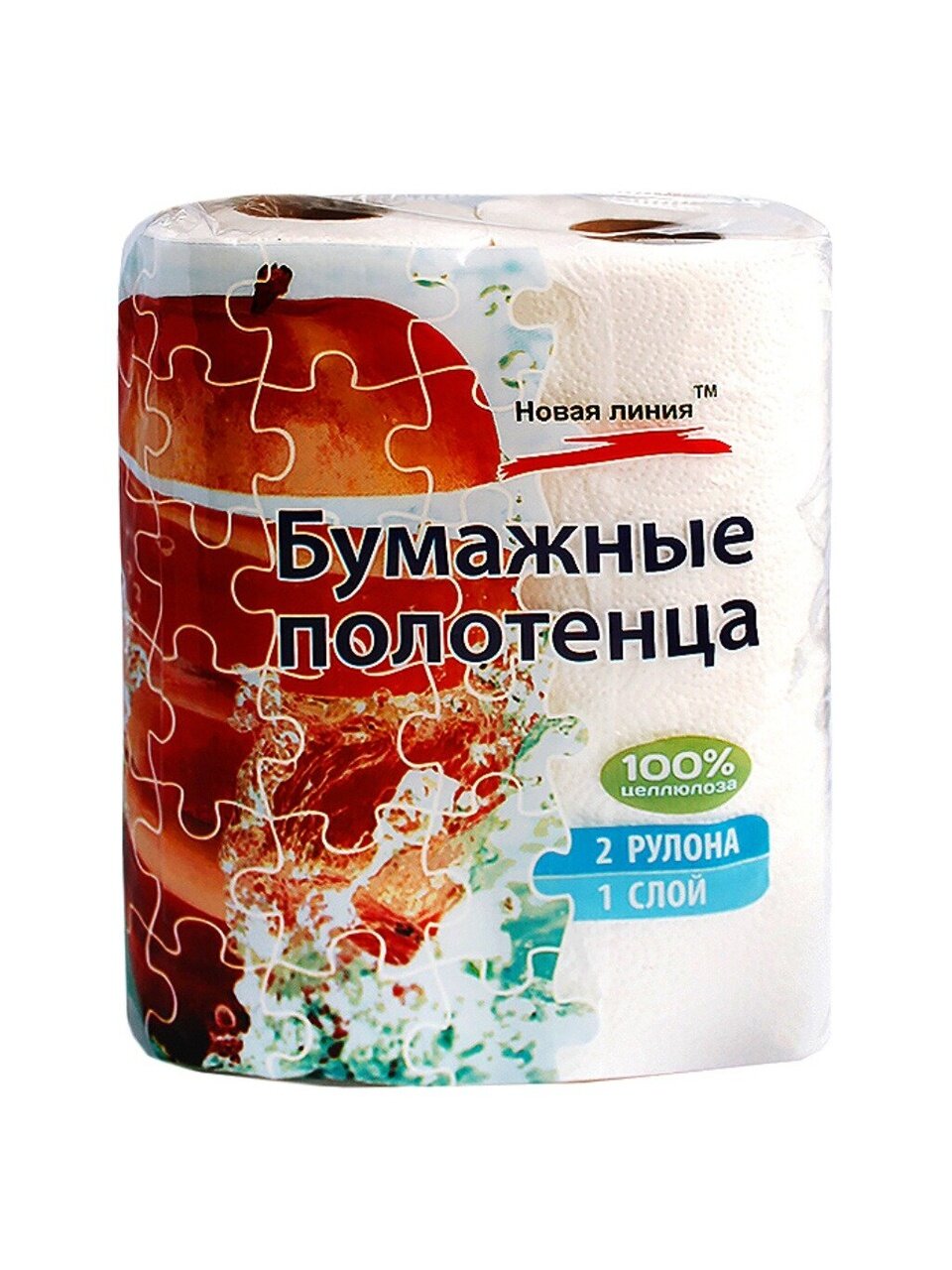 Полотенце бумажное 1 слой, 2 рулона, белое, New Line, Комфорт