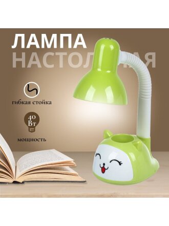 Светильник детский E27, 40 Вт, детский, белый, абажур зеленый, Девочка, SPE16941-01-603, на подставке, настольный