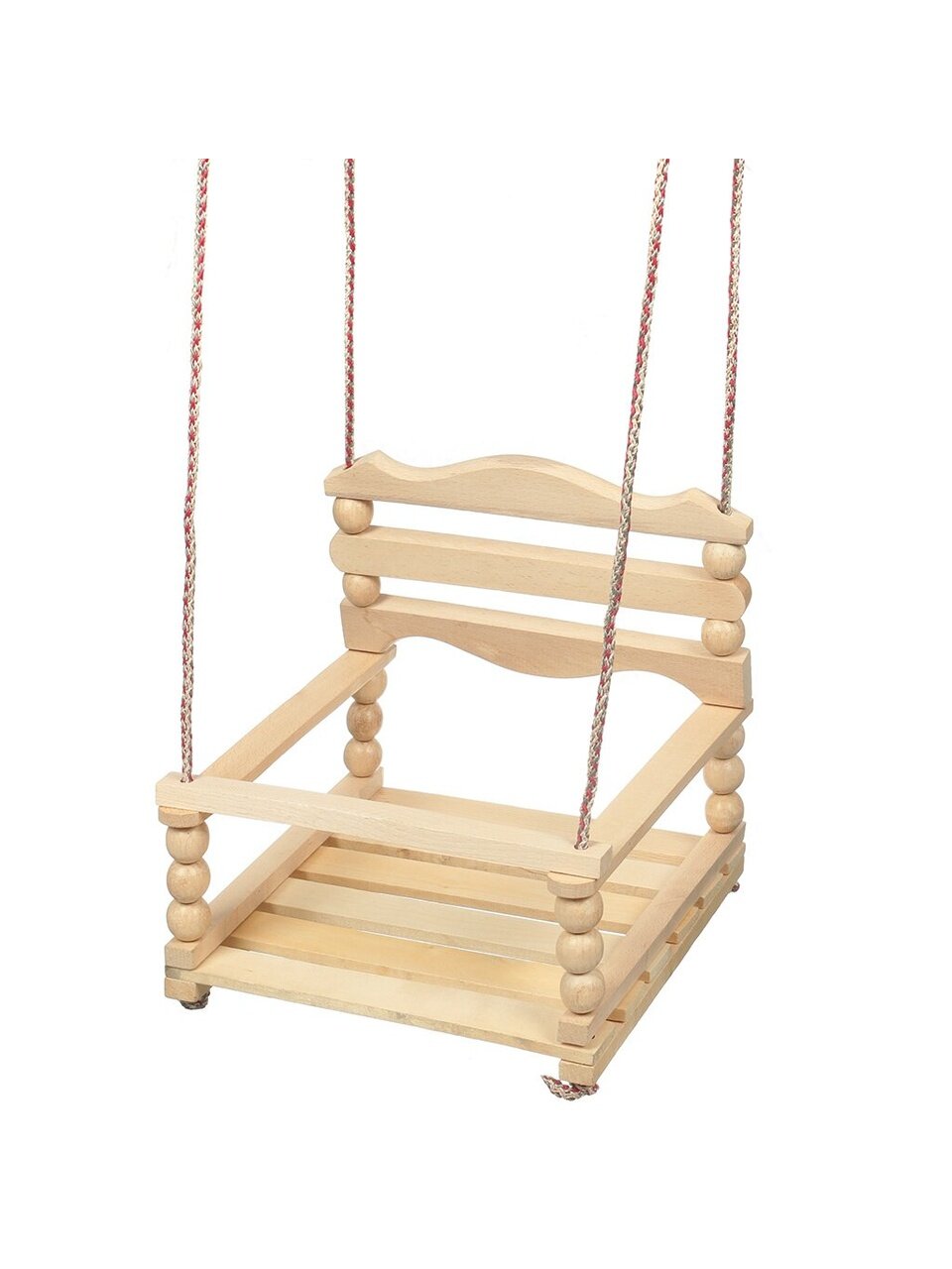 Качели детские подвесные 1-мест, 30х30х27 см, 20 кг, веревка, плоское основание, усиленные, дерево