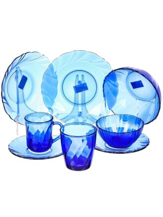 Сервиз столовый стекло, 44 предмета, на 6 персон, Sea brim Saphir, 50553