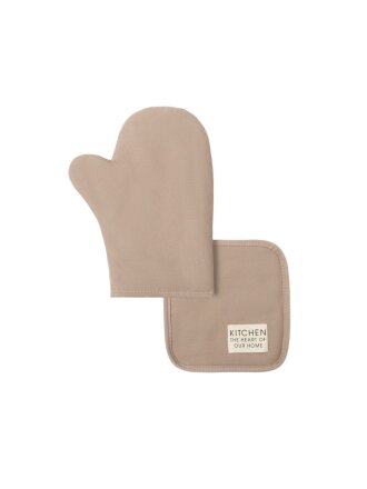 Набор кухонный 2 шт, 29х18см + 19х19 см (варежка, прихватка), 100% хлопок, саржа, Этель, Kitchen, бежевый