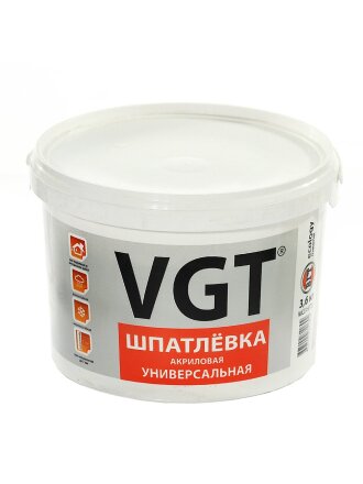 Шпатлевка VGT, акриловая, универсальная, 3.6 кг