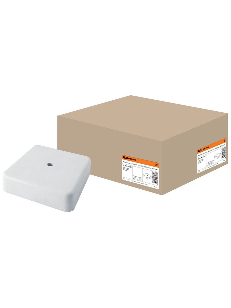 Коробка распаячная, открытая, 100х100х29 мм, TDM Electric, белая, IP40, SQ1401-0207