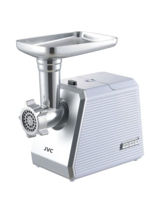 Мясорубка электрическая JVC, JK-MG127, 2500 Вт, реверс, 2.7 кг/мин, пластик, с отсеком для хранения насадок, белый, серебристая