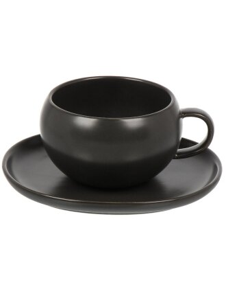 Чайная пара керамика, 2 предмета, на 1 персону, 225 мл, Billibarri, Less Matt Dark Brown, 500-368