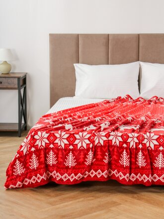 Плед 1.5-спальный, 150х200 см, 100% полиэстер, Павлина, Олени красные