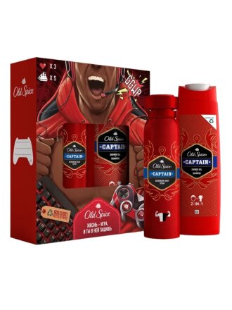 Набор подарочный для мужчин, Old Spice, Captain, дезодорант спрей 150 мл + гель для душа+шампунь 250 мл