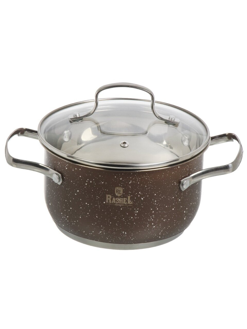 Кастрюля нержавеющая сталь, 2.6 л, крышка стекло, RasheL, R-206z, индукция