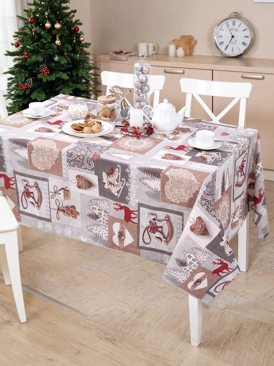 Скатерть 145х180 см, 100% хлопок, рогожка, 165 г/м2, АртДизайн, Лапландия