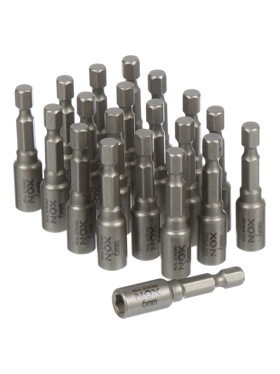 Ключ-насадка для кровельных саморезов, Nox, 6х48 мм, 20 шт, магнитный адаптер