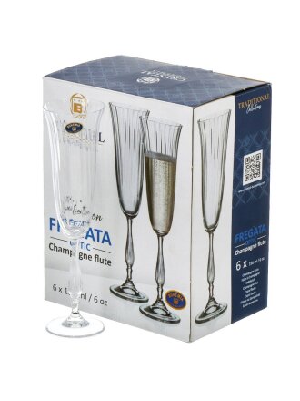 Бокал для шампанского, 190 мл, стекло, 6 шт, Fregata Optic, 59 531