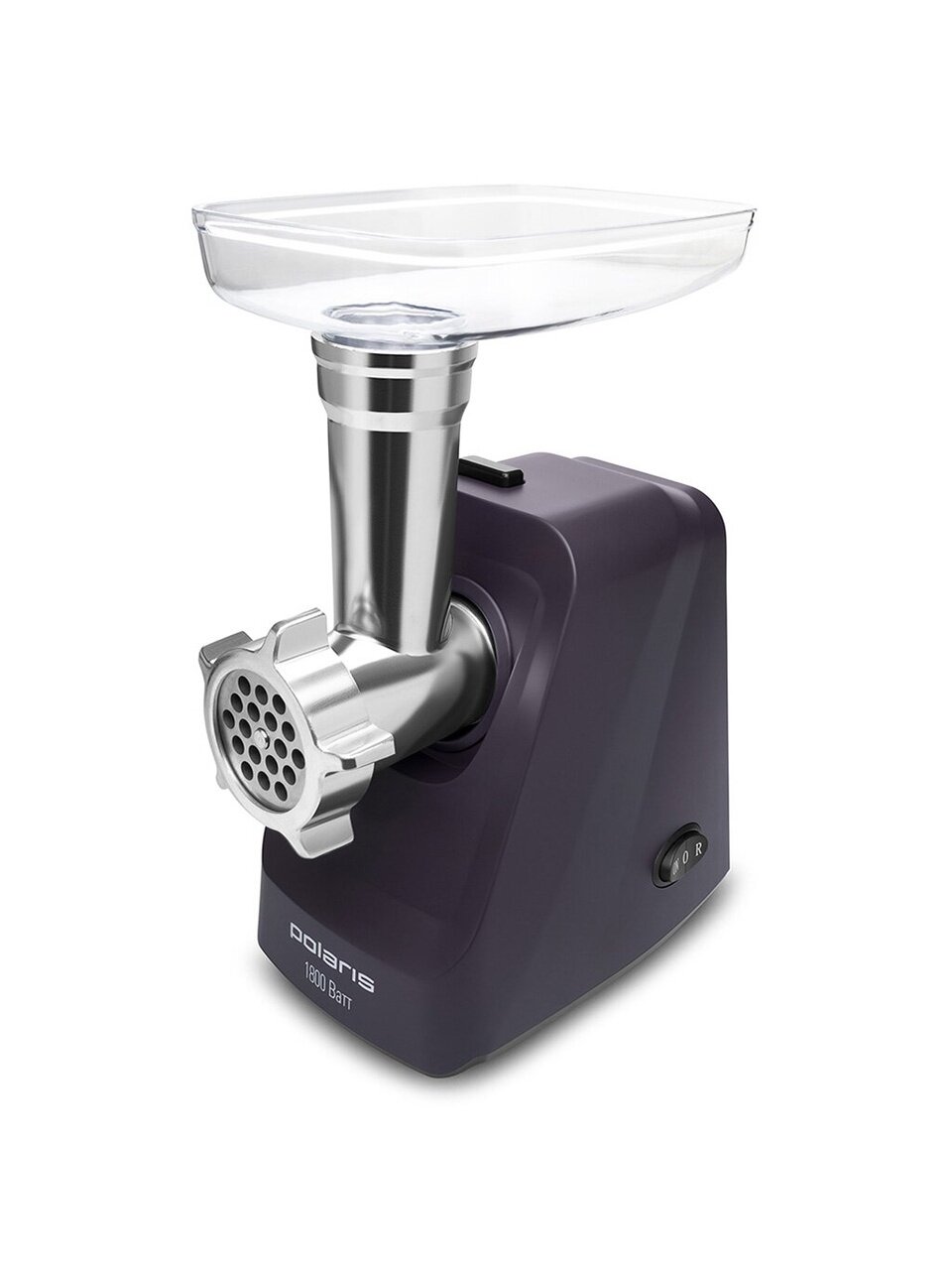 Мясорубка электрическая Polaris, PMG 1852, 1800 Вт, реверс, 2 кг/мин, пластик, 2 насадки, бордовая