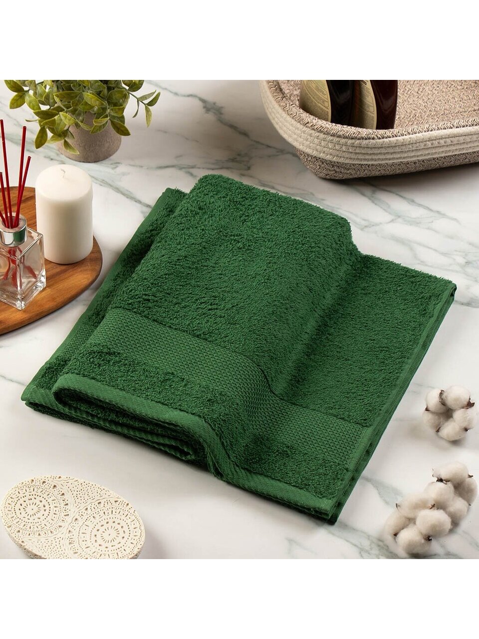 Полотенце банное 70х140 см, 100% хлопок, 380 г/м2, Грация, Barkas, зеленое, Узбекистан
