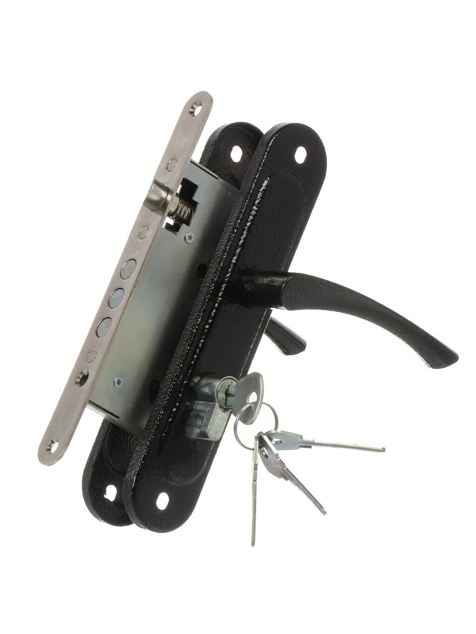 Замок врезной Зенит, ЗВ4.009/17, БП-00011649, ручка в комплекте, цилиндровый, черный