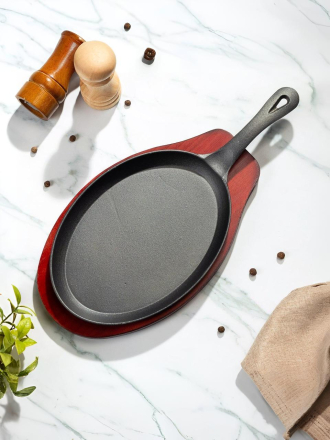 Сковорода чугун, 26х18.5х2 см, с подставкой, Y4-8877