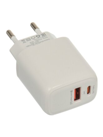 Сетевое зарядное устройство Red Line, NQC-13, 3 А, USB + Type-C, PD 20 Вт, белое, УТ000036039