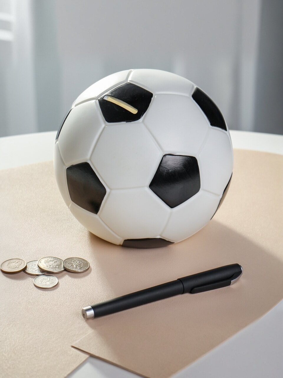 Копилка Футбольный мяч, 14х15 см, пластик, A240036