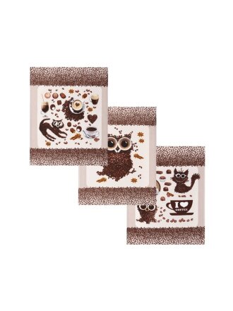 Набор полотенец кухонных 3 шт, 45х60 см, 100% хлопок, АртДизайн, Кофе-брейк, коричневый, рогожка, Россия, НЗ_ПКР45.60