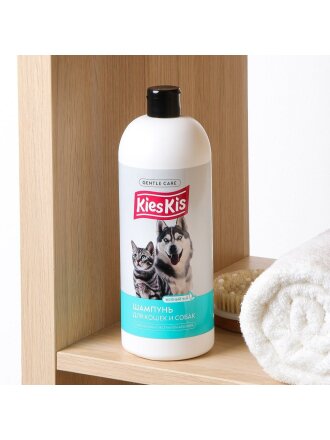 Шампунь KiesKis, для кошек и собак, 1 л, с пантенолом,с экстрактом алоэ вера, зеленый чай
