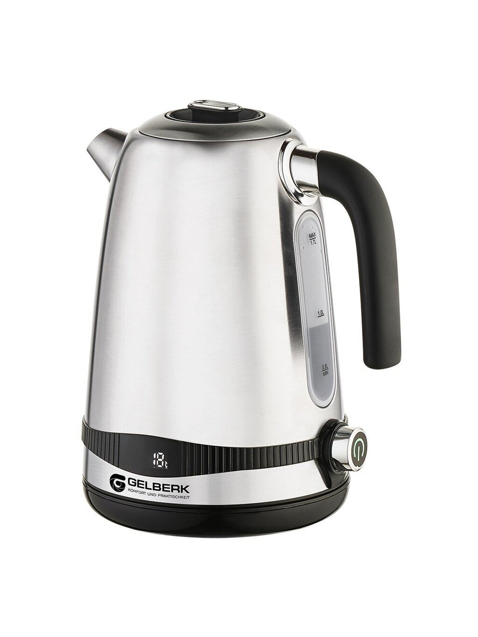 Чайник электрический Gelberk, GL-405, 1.7 л, 2200 Вт, скрытый нагревательный элемент, металл
