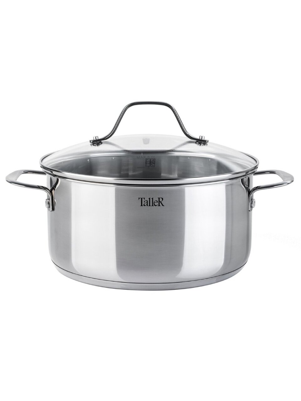 Кастрюля нержавеющая сталь, 3 л, крышка стекло, Taller, Элиас, 11083, индукция