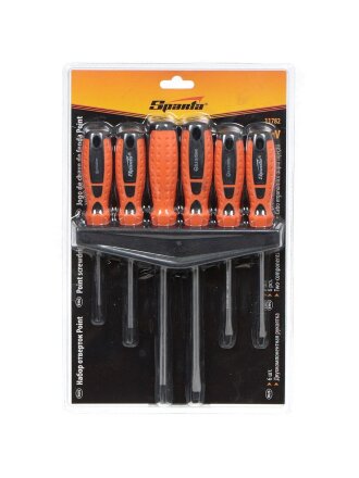 Набор отверток 6 предметов, Sparta, двухкомпонентный, CrV сталь, Point, 11782