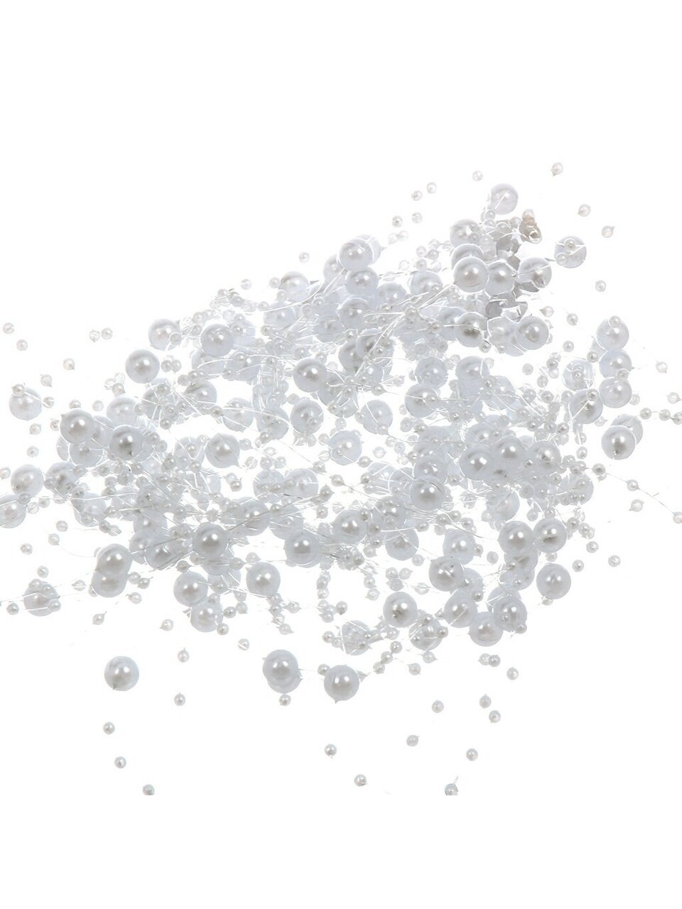 Бусы новогодние 200 см, белые, Жемчужинки, Y4-9449