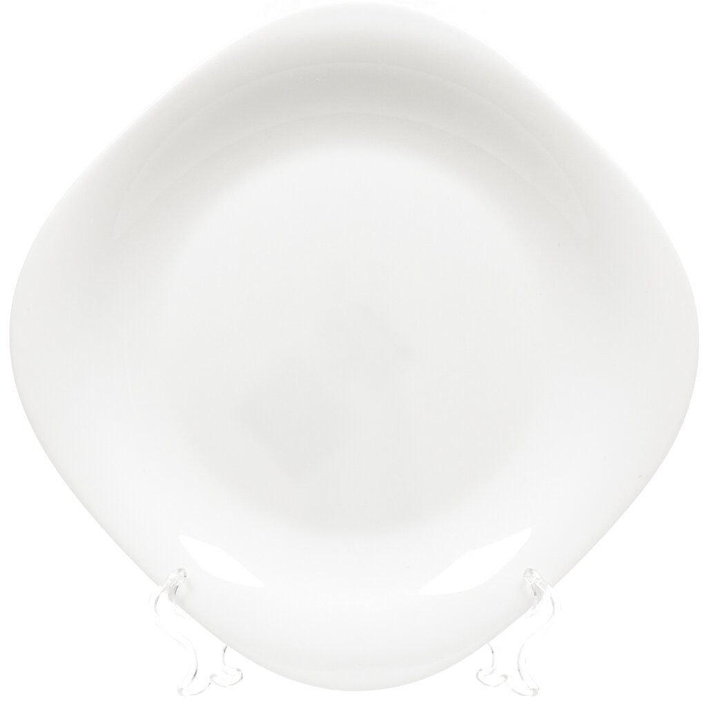 Тарелка обеденная, стеклокерамика, 26 см, квадратная, Белый Квадро, Daniks, FFP-115/NFP110T
