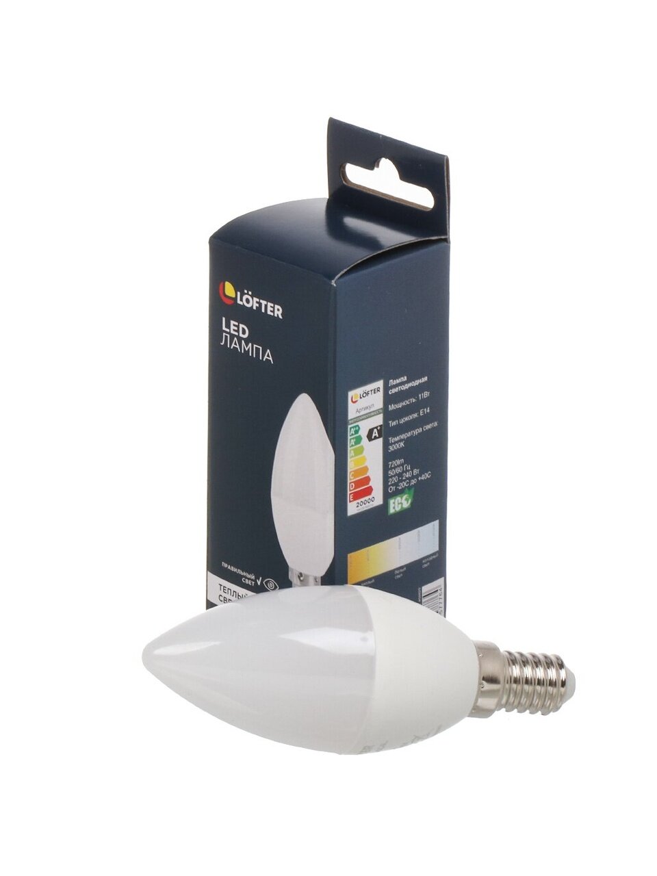 Лампа светодиодная E14, 11 Вт, 80 Вт, 220 В, свеча, 3000 К, теплый белый свет, Lofter