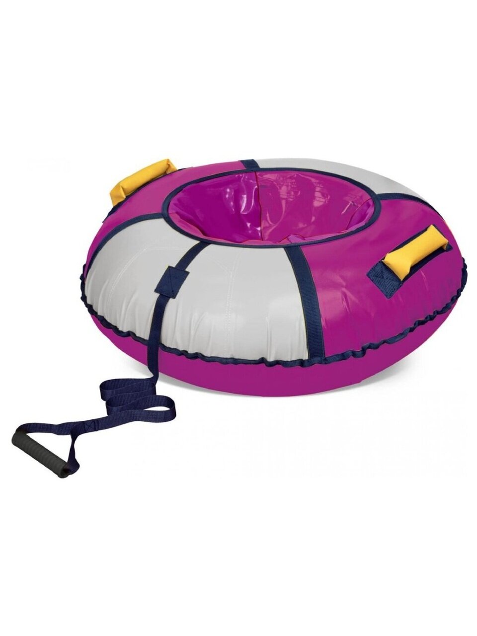 Санки-ватрушка Nika, 85 см, 90 кг, с буксировочным тросом, с ручками, камера в комплекте, баклажан, серебро, ТБ1К-85/БСР2