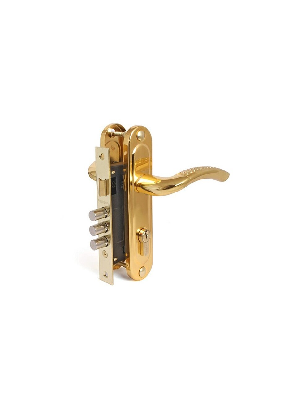 Замок врезной Apecs, 1027/60 G/GM, 16818, ручка в комплекте, цилиндровый, золотой