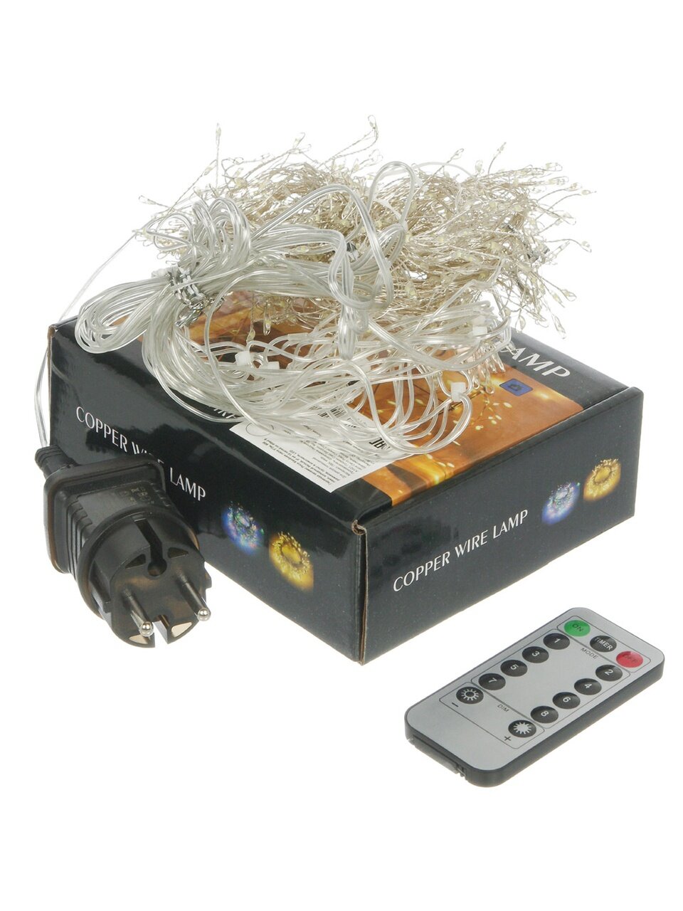 Гирлянда занавес 600 ламп, 3х2 м, 8 режимов, Роса Хвойная лапа, холодный белый свет, прозрачная, сетевая, 10 нитей по 60 led, пульт