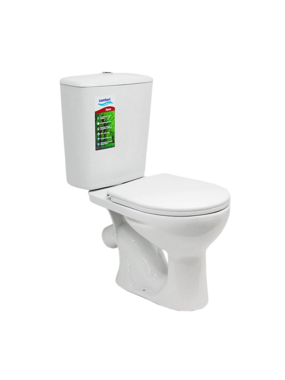 Унитаз-компакт Santeri, Орион, косой выпуск, пластиковое сиденье, 1 режим