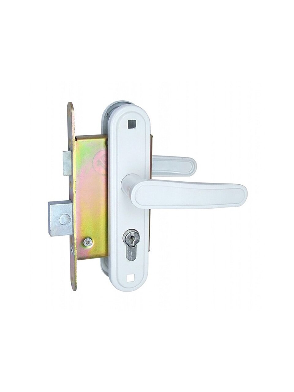 Замок врезной Зенит, ЗВ4-3.03, 00-00000489, ручка в комплекте, цилиндровый, белый