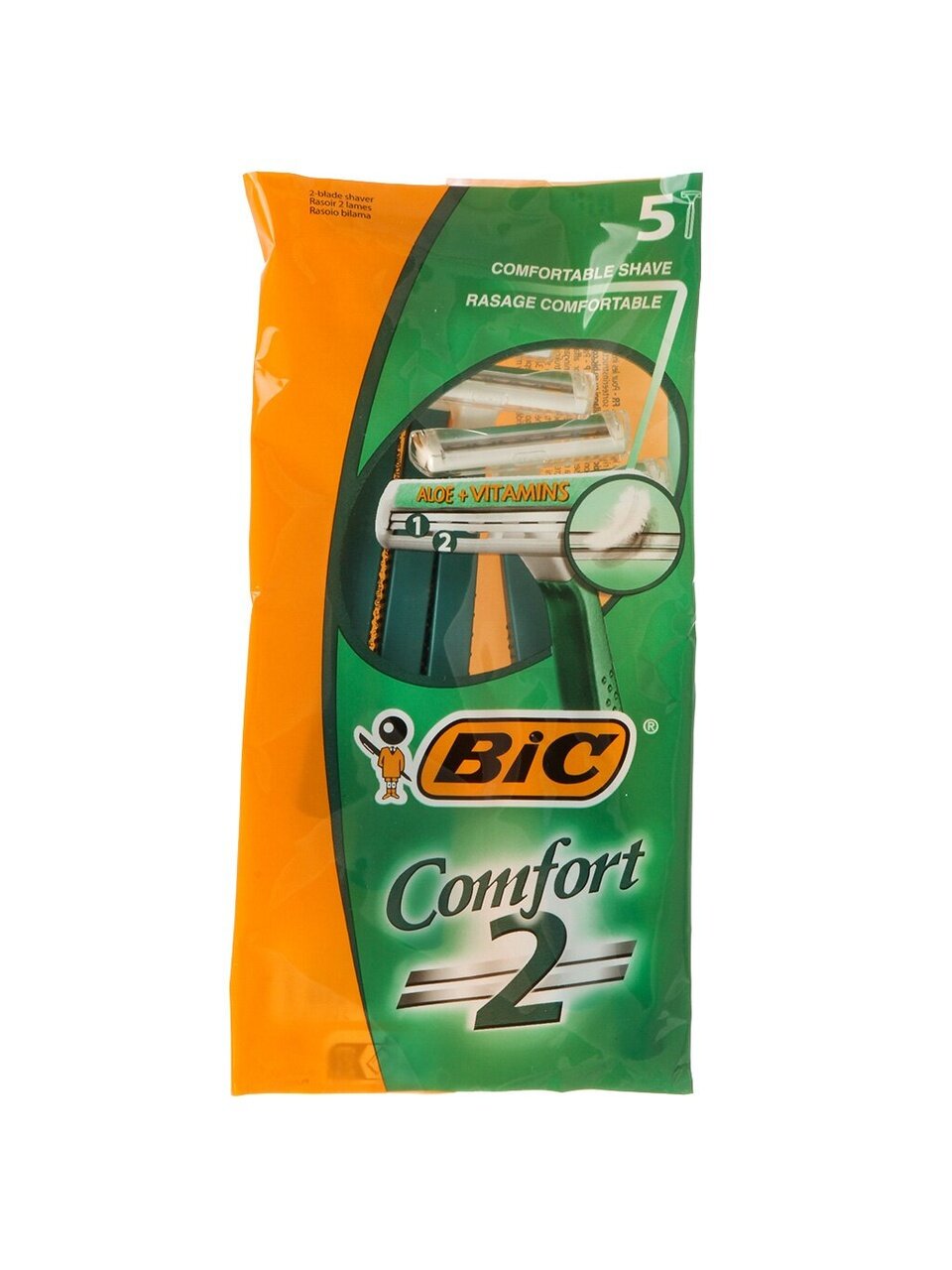 Станок для бритья Bic, Comfort 2, для мужчин, 2 лезвия, 5 шт, одноразовые, 838535