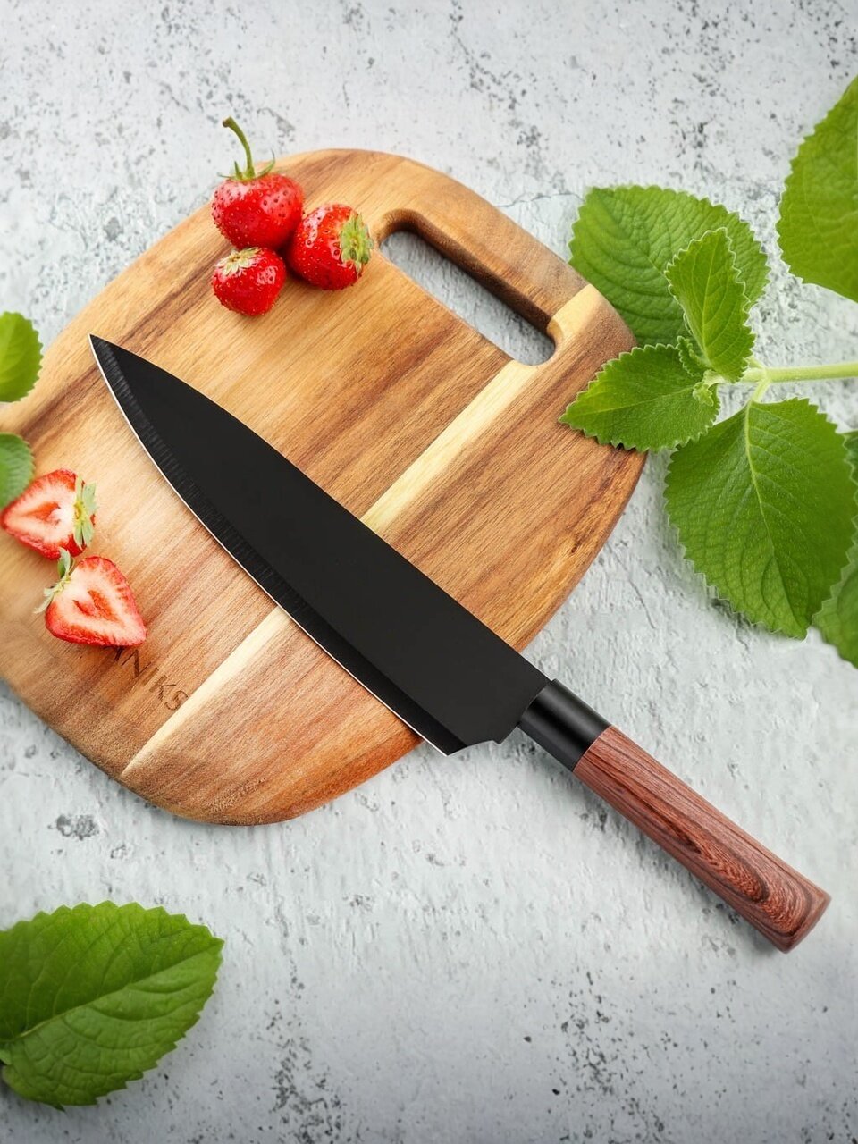 Нож кухонный Daniks, Геркулес, шеф-нож, нержавеющая сталь, 20 см, рукоятка пластик, YW-A341C-CH