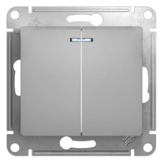 Механизм выключателя 2-кл. СП Glossa 10А IP20 (сх. 5а) 10AX с подсветкой алюм. SchE GSL000353 Механизм выключателя 2-кл. СП Glossa 10А IP20 (сх. 5а) 10AX с подсветкой алюм. SchE GSL000353