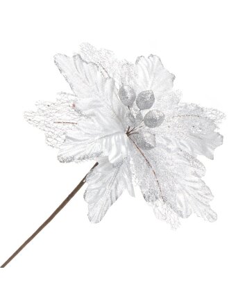 Цветок искусственный декоративный Пуансетия, 50 см, серебряный, Y3-1503