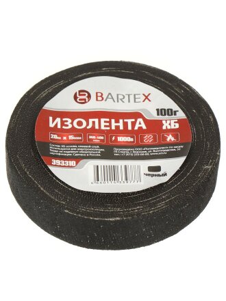 Изолента х/б, 100 г, черная, Bartex