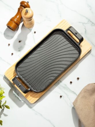 Сковорода чугун, 29х17х2.5 см, с подставкой, Y4-8881