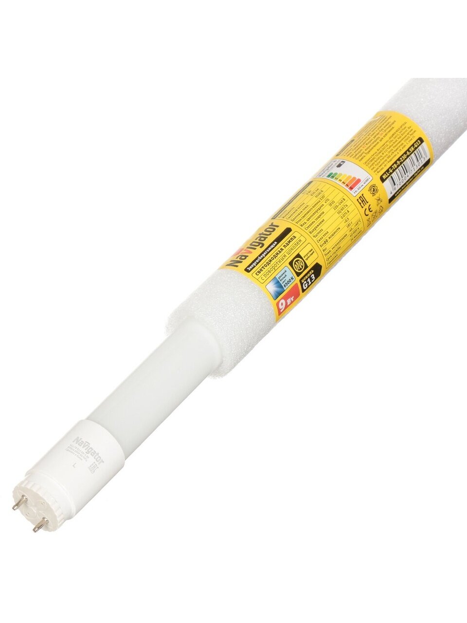 Лампа светодиодная G13, 9 Вт, 75 Вт, 220 В, трубка, 6500 К, холодный белый свет, Navigator, 71301