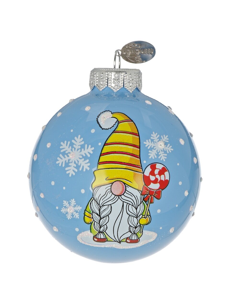 Елочный шар Сказочный гномик 2, 8 см, стекло, КУ-80-224131