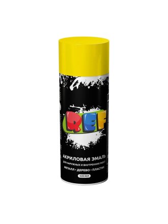 Эмаль аэрозольная, REF, универсальная, флуоресцентная, акриловая, желтая, 520 мл