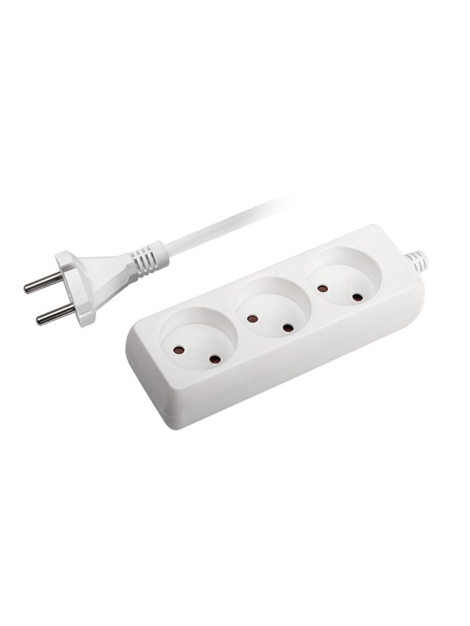 Удлинитель бытовой 3 гнезда, 5 м, 2х0.75 мм², без заземления, со шторкой, пластик, белый, ФАZА, FE-03-500, 5000193