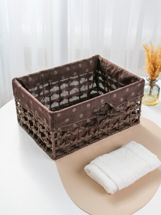 Корзина 34х24х16 см, прямоугольная, плетеная, мокко, Y4-9641