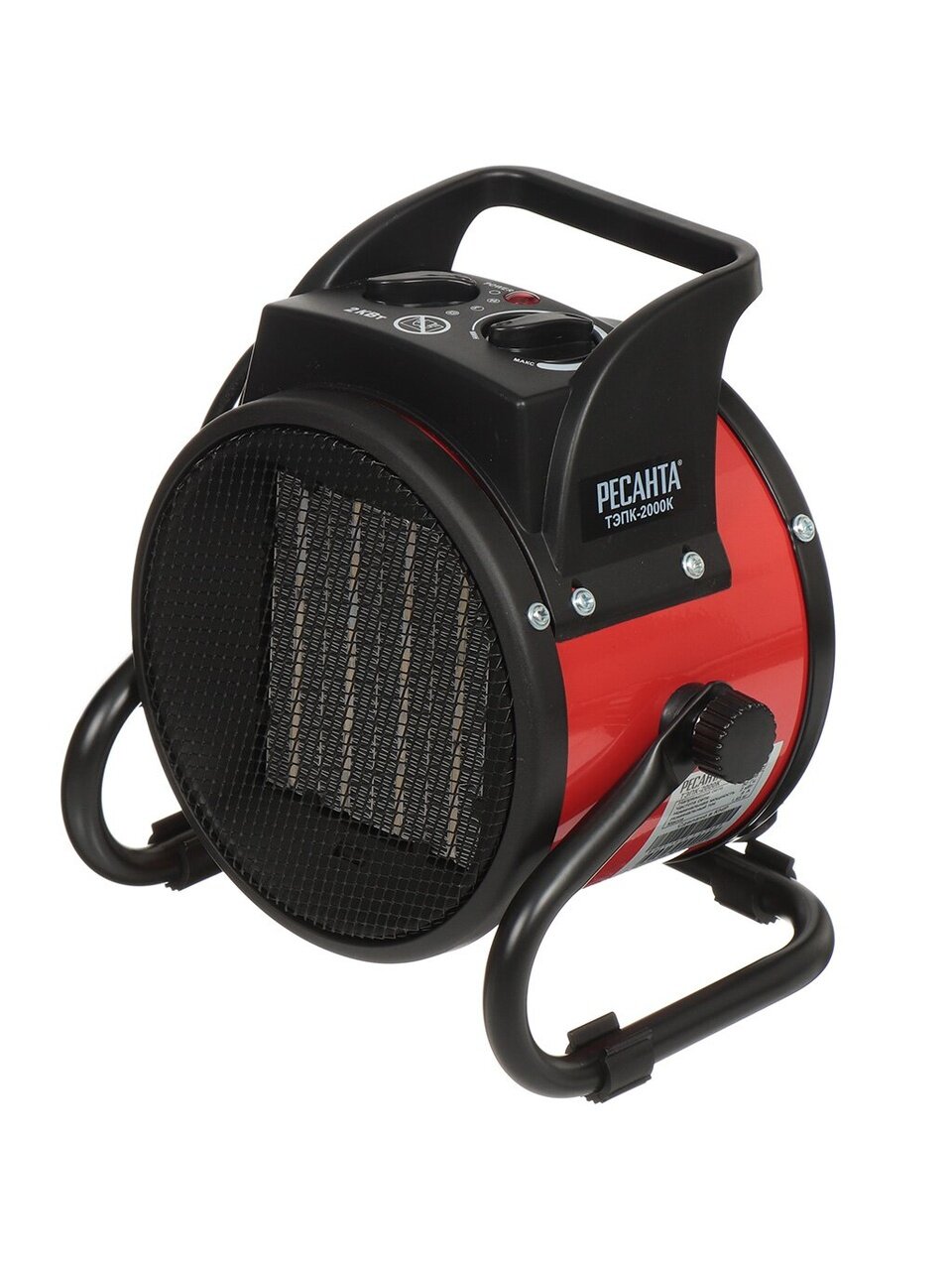 Пушка тепловая электрическая, Ресанта, ТЭПК-2000К, 2 кВт, 200 м³/ч, керамический элемент, 2 режима, круглая, 67/1/24