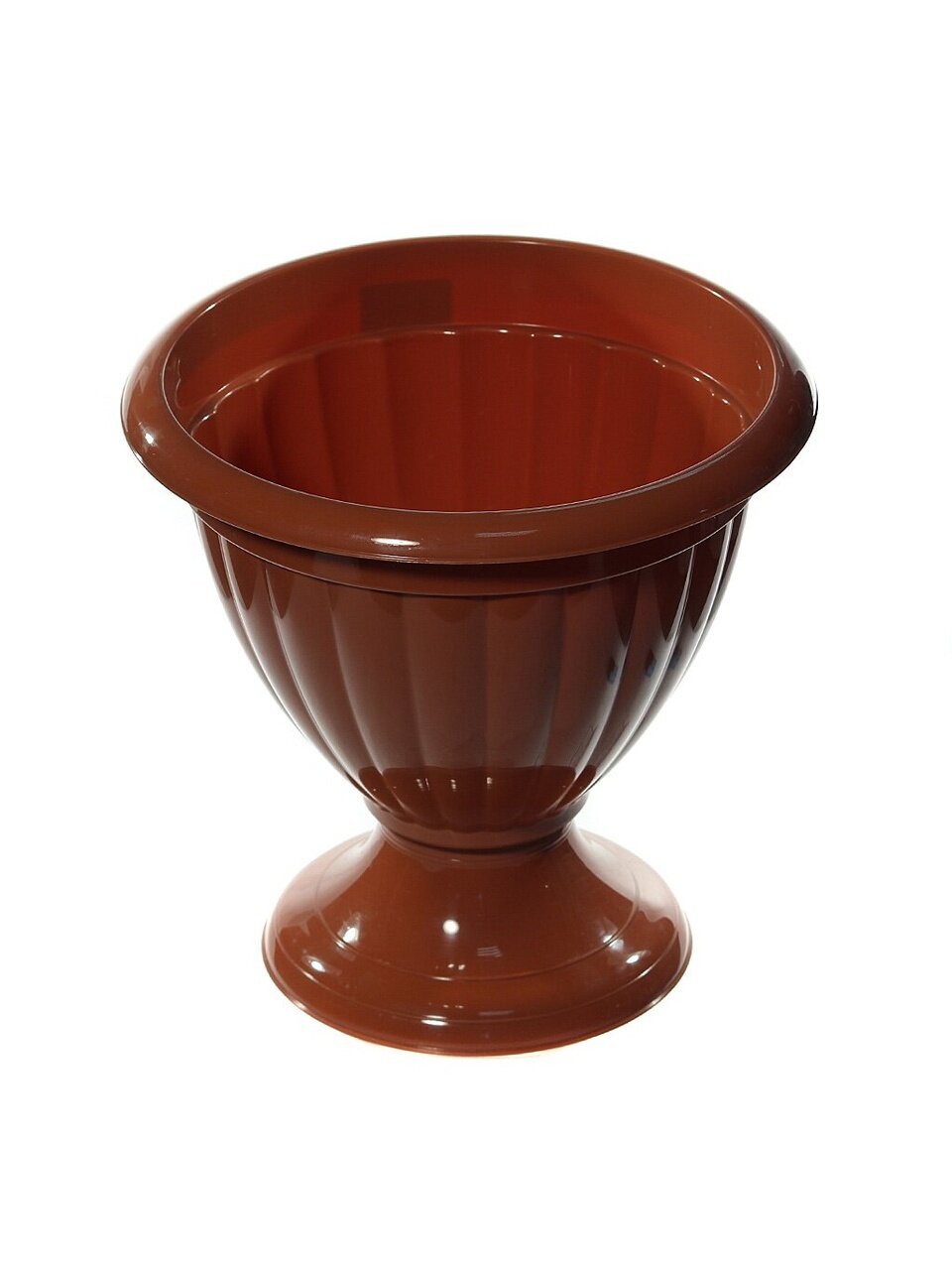 Вазон для цветов пластик, 9 л, 32.5х33.7 см, на низкой ножке, коричневый, Альтернатива, Жасмин, М1560