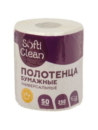 Полотенце бумажное 2 слоя, 1 рулон, 50 м, Softi Clean, 4658